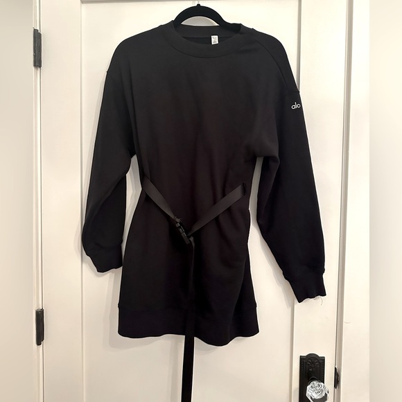 Alo Cityscape Belted Sweatshirt Dress XS BLack - Picture 5 of 8